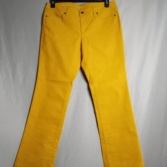 Ann Taylor Women's Modern Straight Mustard Yellow Brushed Corduroy Pants Sz 12P - Picture 3 of 8